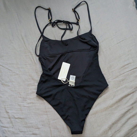 L*Space Bree One Piece Ribbed Swimsuit Bodysuit Black - Picture 4 of 16
